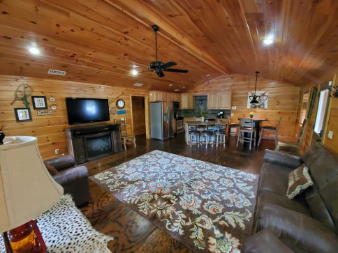 Interior of a cabin at Swaha Lodge & Marina.